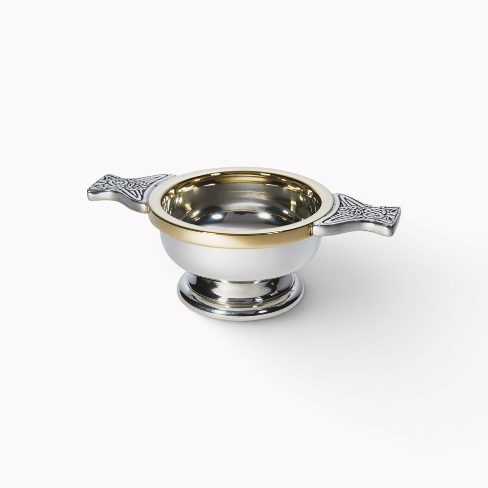 Brass Rim Small Pewter Quaich
