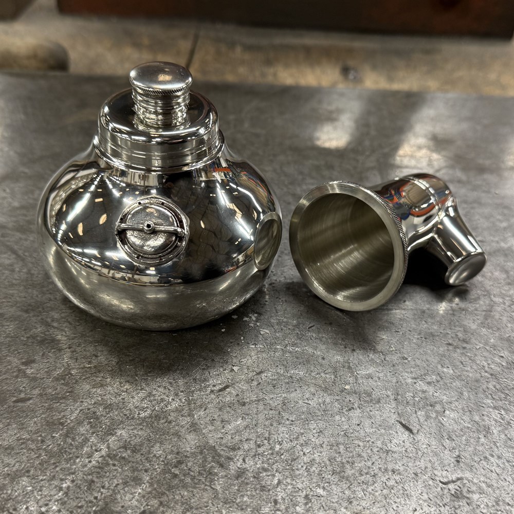 Large Pewter Pot Still Flask Large Pewter Pot Still Flask