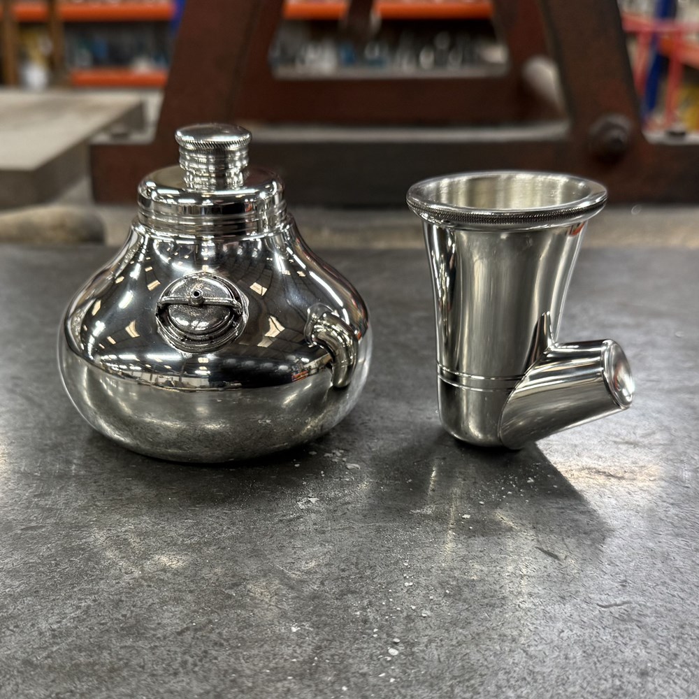 Large Pewter Pot Still Flask Large Pewter Pot Still Flask