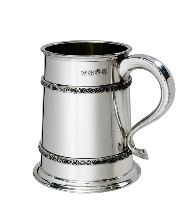 W27CII 1 pint Double Celtic Bands Pewter Tankard