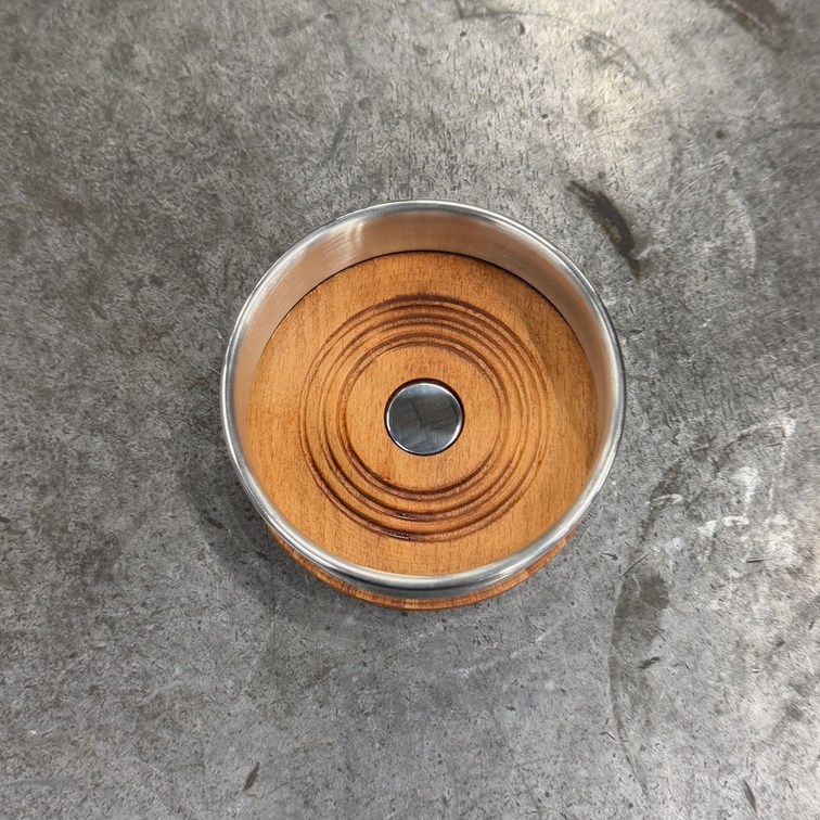 Wood And Pewter Small Bottle Coaster Wood And Pewter Small Bottle Coaster