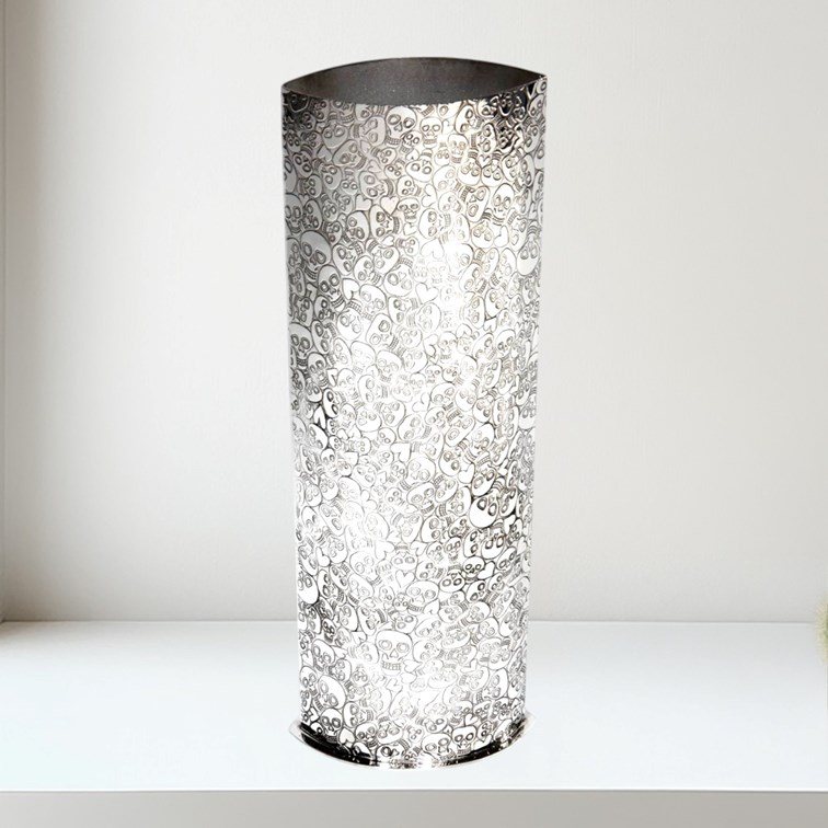 Love Skull Pattern Pewter Vase Love Skull Pattern Pewter Vase