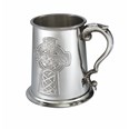 Embossed Celtic Cross One Pint Pewter Tankard
