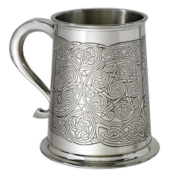 Celtic Spirals One Pint Pewter Tankard Celtic Spirals One Pint Pewter Tankard