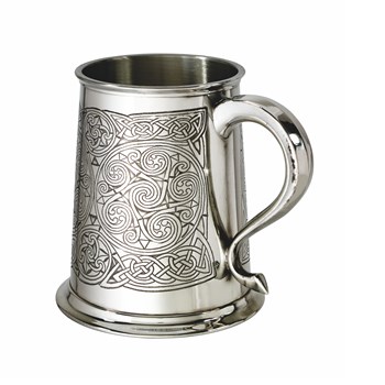 Celtic Spirals One Pint Pewter Tankard Celtic Spirals One Pint Pewter Tankard
