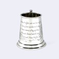 Little Miss Muffet Quarter Pint Pewter Baby Mug Little Miss Muffet quarter pint pewter Baby Mug opposite the handle view