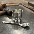 Embossed Celtic Pewter Egg Cup And Spoon