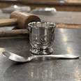 Embossed Celtic Pewter Egg Cup And Spoon