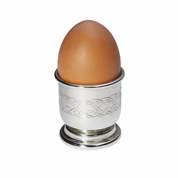 Embossed Celtic Pewter Egg Cup And Spoon