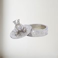 Cast Pewter Teddy Bear Oval Trinket Box
