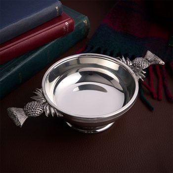 Thistle Handle Large Pewter Quaich