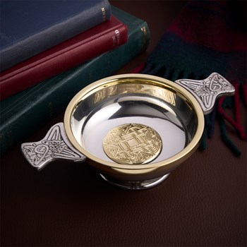 Celtic Gold Pewter And Brass Large Quaich