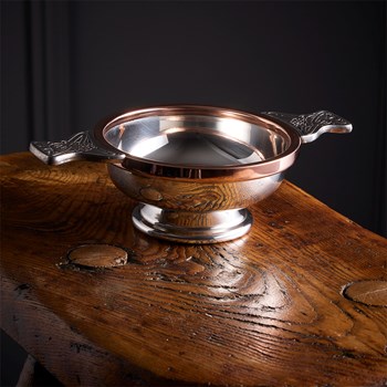 Copper Rim Large Pewter Quaich