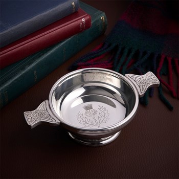 Thistle Stamp Medium Pewter Quaich