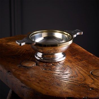 Brass Rim Medium Pewter Quaich