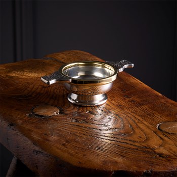 Brass Rim Small Pewter Quaich