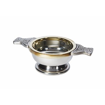 Celtic Gold Small Pewter And Brass Quaich Celtic Gold Small Pewter And Brass Quaich