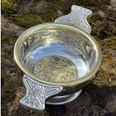 Small Celtic Gold Pewter And Brass Quaich