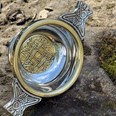 Small Celtic Gold Pewter And Brass Quaich