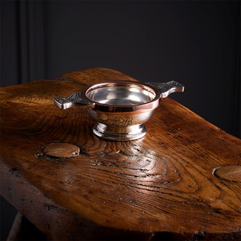 Copper Rim Small Pewter Quaich