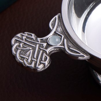 March Birthstone Pewter Quaich With Aquamarine Stones