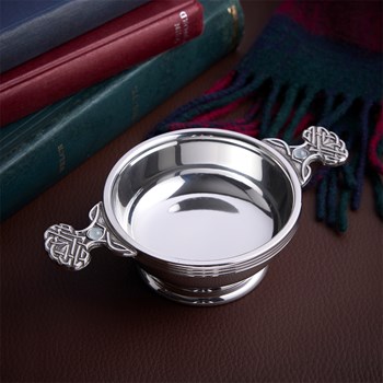 March Birthstone Pewter Quaich With Aquamarine Stones