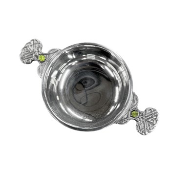 August Birthstone Pewter Quaich With Peridot Stones August Birthstone Pewter Quaich With Peridot Stones
