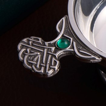 May Birthstone Pewter Quaich With Emerald Stones