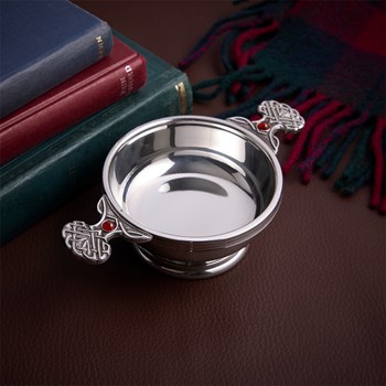 January Birthstone Pewter Quaich With Garnet Stones January Birthstone Pewter Quaich With Garnet Stones