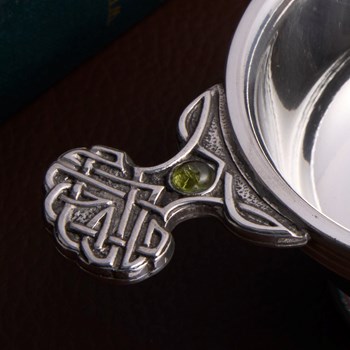 August Birthstone Pewter Quaich With Peridot Stones August Birthstone Pewter Quaich With Peridot Stones