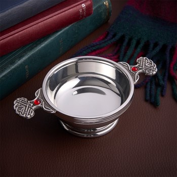 July Birthstone Pewter Quaich With Ruby Stones