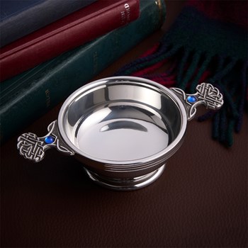 September Birthstone Pewter Quaich With Saphire Stones