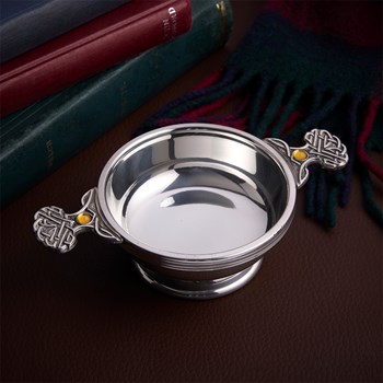 November Birthstone Pewter Quaich With Topaz Stones