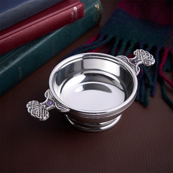 February Birthstone Pewter Quaich With Amethyst Stones