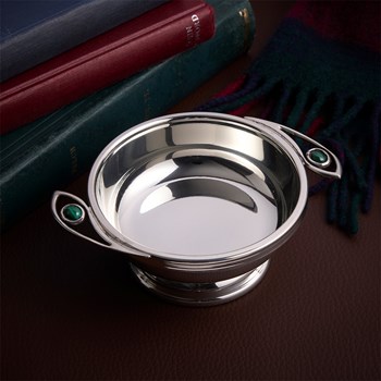 Nevis Pewter Quaich Leaf Gemstone Handles