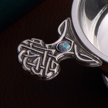 October Birthstone Pewter Quaich With Opal Stones October Birthstone Pewter Quaich With Opal Stones