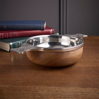 Wood And Pewter Large Plus "X" Quaich
