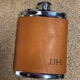 6oz English Tan Leather Captive Top Pewter Flask