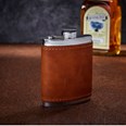 6oz English Tan Leather Captive Top Pewter Flask