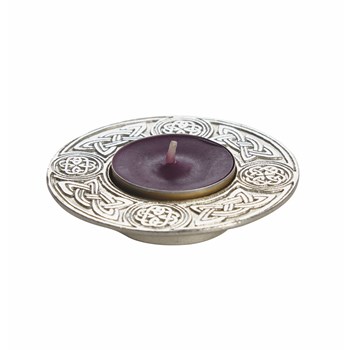 Round Celtic Cast Pewter T-Lite Candle Holder Round Celtic Cast Pewter T-Lite Candle Holder
