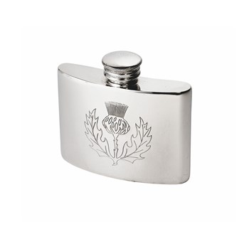 Thistle Stamp 2oz Pewter Kidney Flask