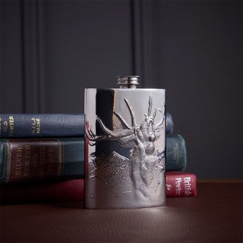 Embossed Roaring Stag 3oz Top Pocket Flask