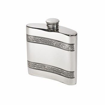 Celtic Bands 4oz Pewter Kidney Hip Flask Celtic Bands 4oz Pewter Kidney Hip Flask