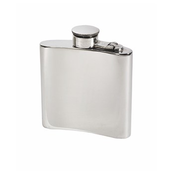 4oz Plain Pewter Kidney Hip Flask With Captive Top