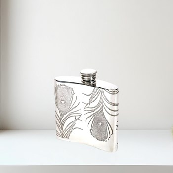 4oz Peacock Pewter Kidney Hipflask 4oz Peacock Pewter Kidney Hipflask