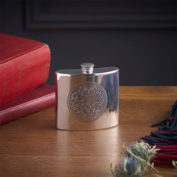 Celtic Circle 6oz Pewter Kidney Hip Flask
