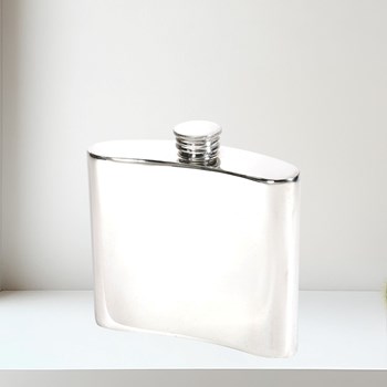 6oz Plain Square Pewter Kidney Hip Flask
