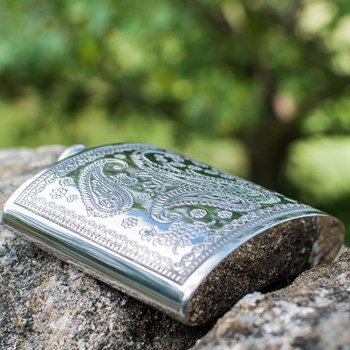 6oz Paisley Pewter Kidney Pewter Hip flask 6oz Paisley Pewter Kidney Pewter Hip flask