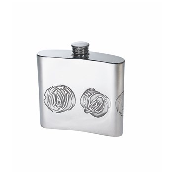 6oz Charles Rennie Mackintosh Rose Pewter Kidney Hip Flask