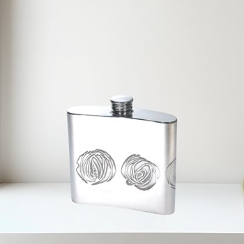 6oz Charles Rennie Mackintosh Rose Pewter Kidney Hip Flask 6oz Charles Rennie Mackintosh Rose Pewter Kidney Hip Flask
